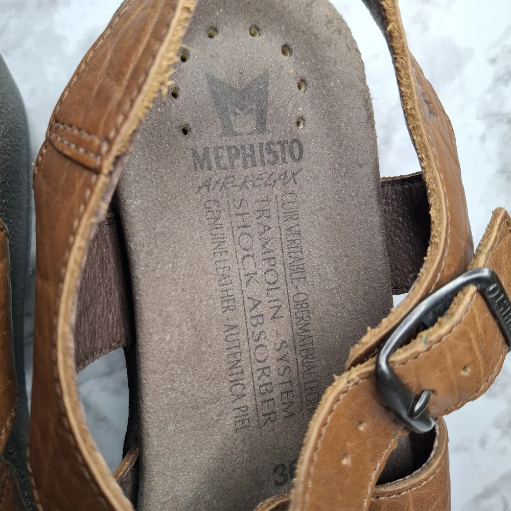 Mephisto Altina Sandals Womens 36 EUR 5.5 /6 US Brown Leather Buckle Comfort - Picture 2 of 15